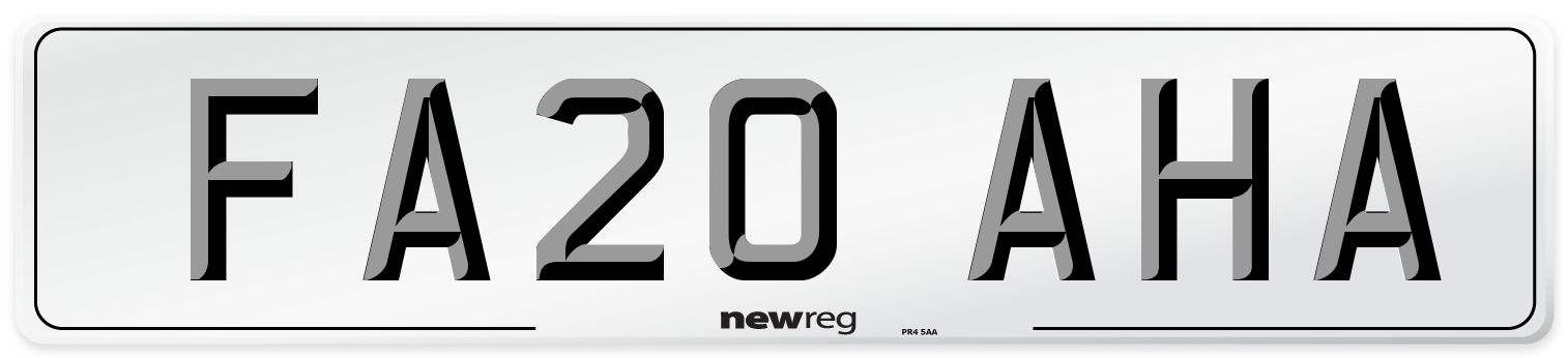 FA20 AHA Number Plate from New Reg